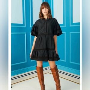 Marie Oliver Cotton and Silk “Jade” Mini Dress in color INK.